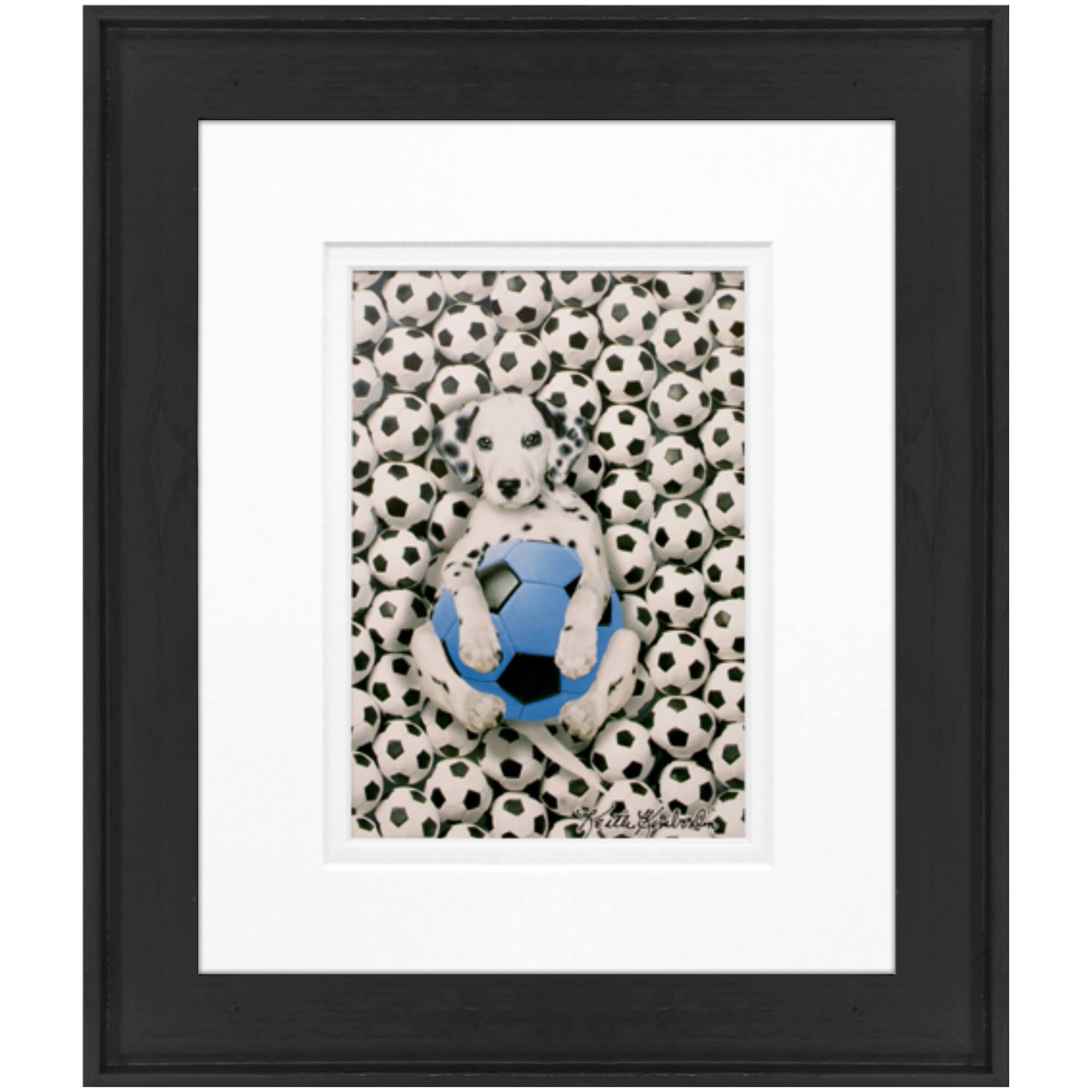 Timeless Frames® Caff-fur-ino Soccer Puppy Print Black Framed Wall Art